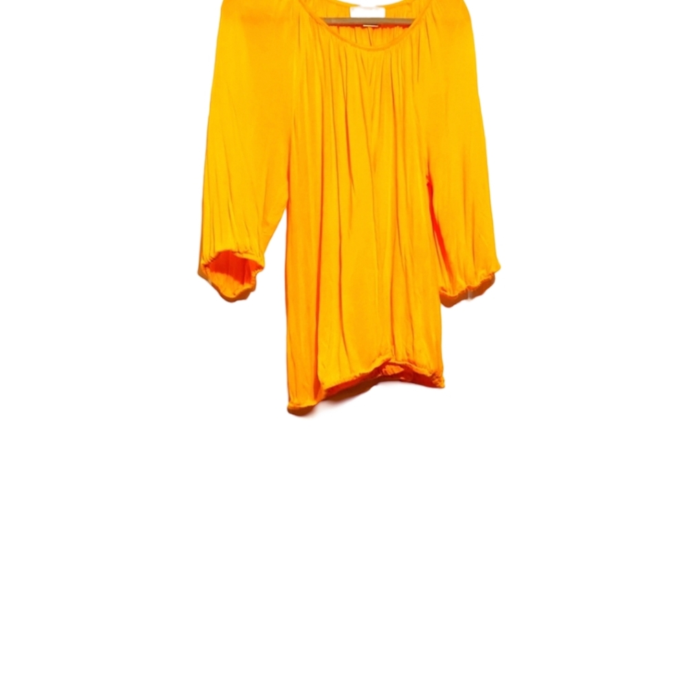 MK 3/4  Sleeve Neck Soft Cotton Yellow Top